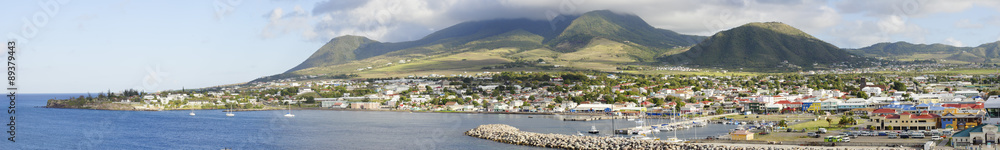 A panoramic view of the caribbean island of St. Kitts.
