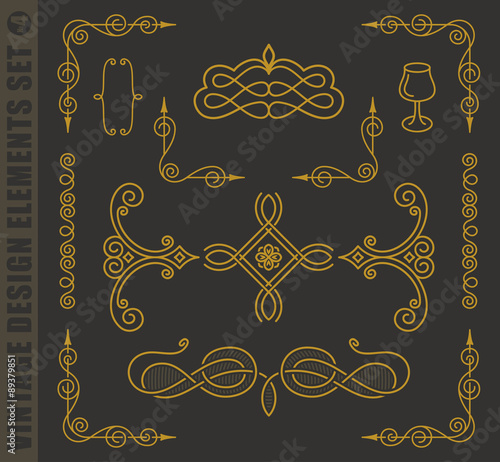 Calligraphic design elements. Vector baroque set