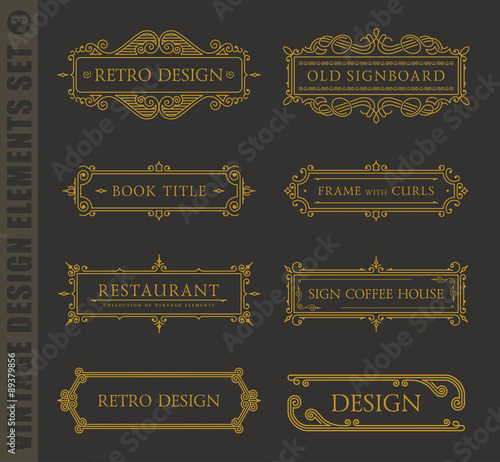 Calligraphic design elements. Vector baroque set. Vintage icons