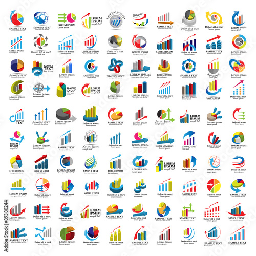 Graph Icons Set - Isolated On White Background - Vector Illustration, Graphic Design, Editable For Your Design