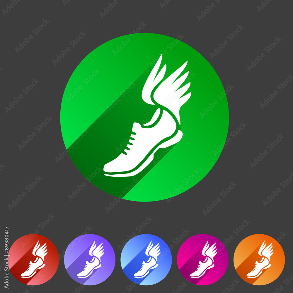 Running shoes wings icon flat web sign symbol logo label Running shoes wings icon flat web sign symbol logo label