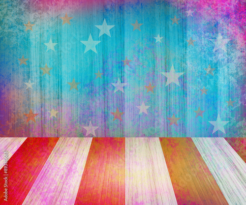 USA style background - empty wooden table for display montages