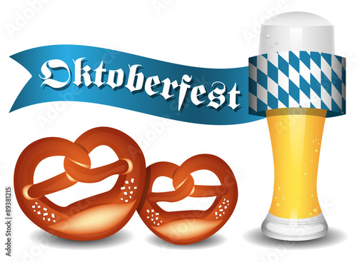 Oktoberfest Banner mit Brezeln und Bier Vektor freigestellt