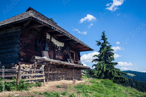 Traditional cheese making sheepfold in Romania photo