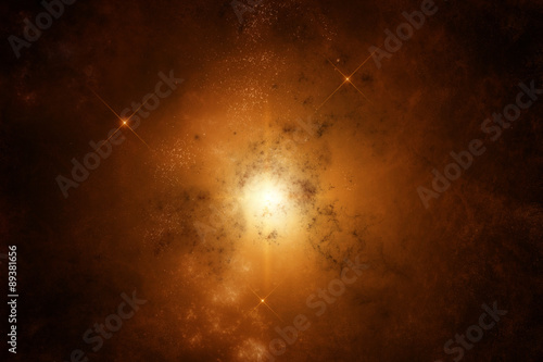 Fototapeta Naklejka Na Ścianę i Meble -  Orange Nebula with stars on background
