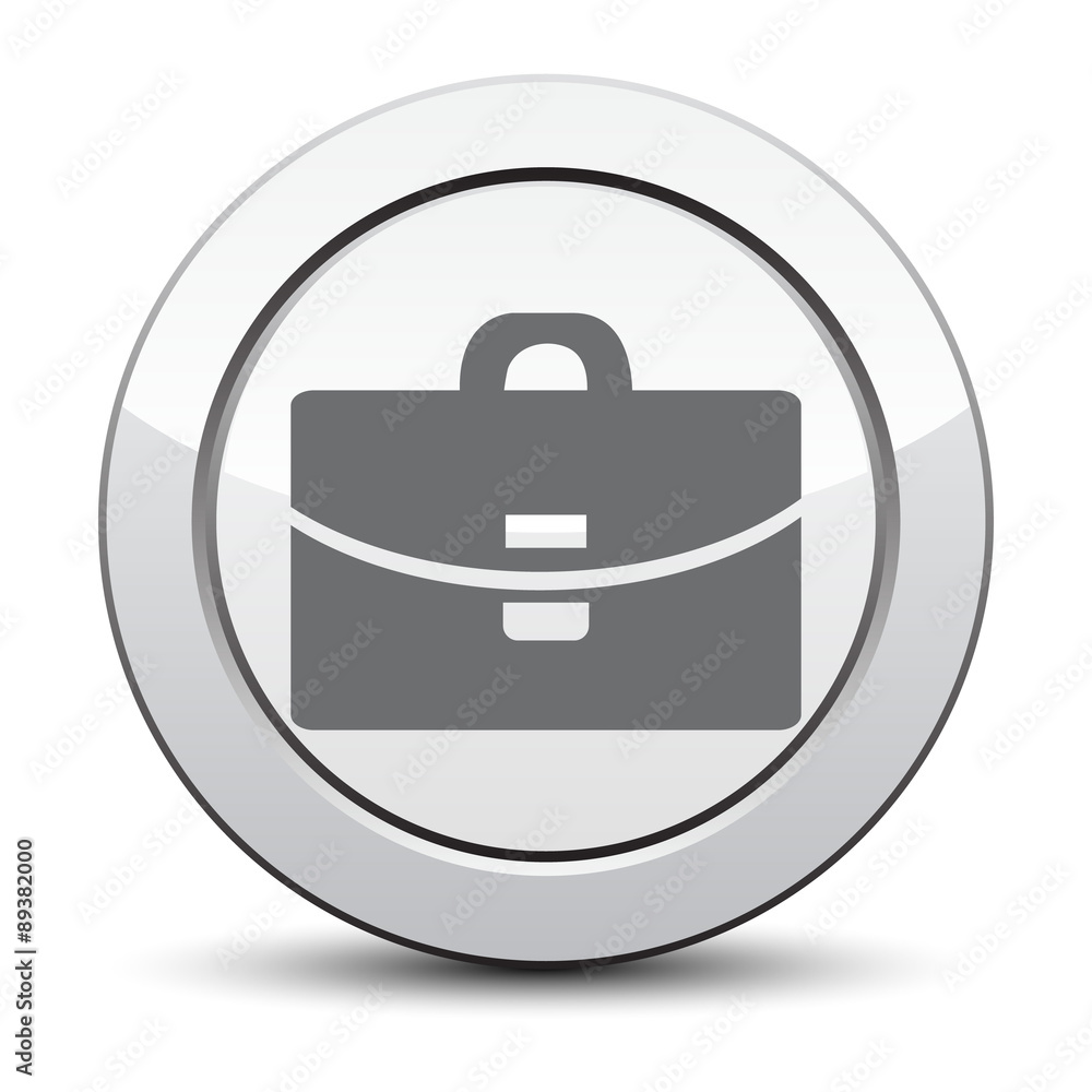 Suitcase - Vector icon. silver button Suitcase - Vector icon. silver button