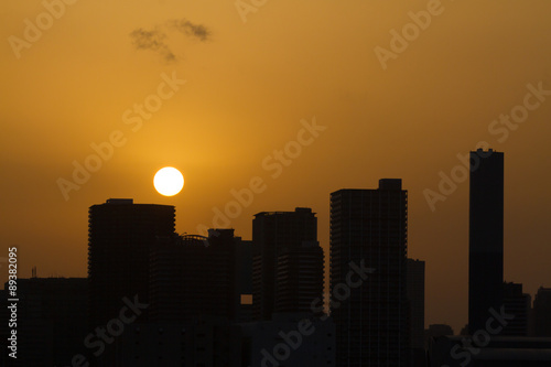 sonnenuntergang   ber skyline tokyo von odabai aus gesehen