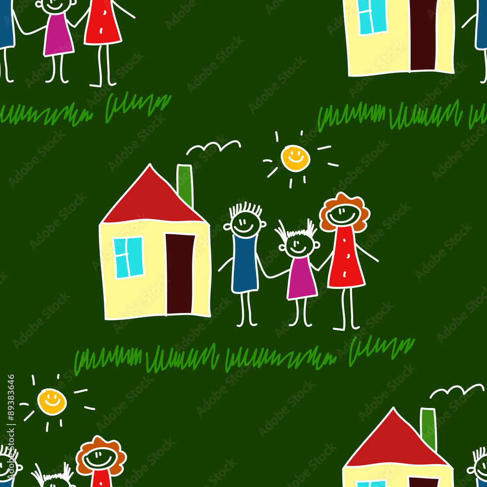 Fototapeta premium Colorful seamless pattern on blackboard.