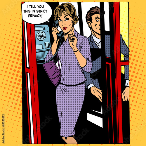 Privacy surveillance phone conversation woman