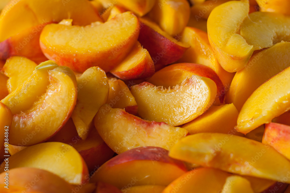Fresh Organic Peaches Heap Of ripe peach slices. Cooking jam Fresh Organic Peaches Heap Of ripe peach slices. Cooking jam