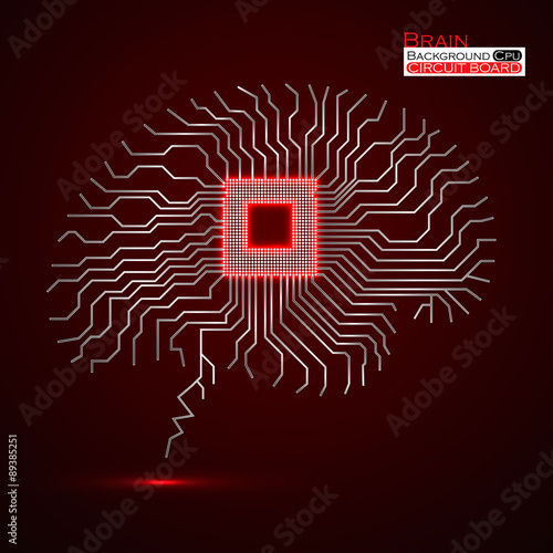 Brain. Cpu. Microprocessor. Circuit board. Abstract technology