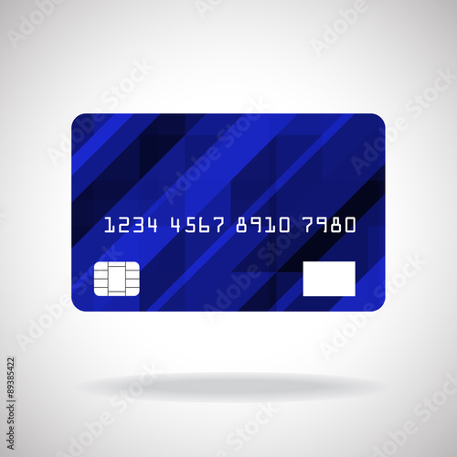 Credit card icon with abstract geometric colorful design isolated
