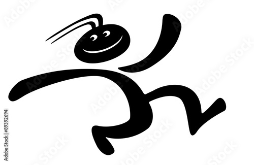 Sporty running cartoon little man