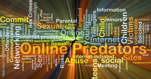 Online predators background concept glowing