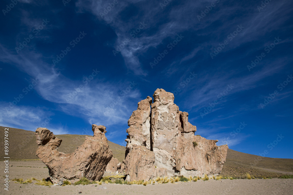 Rock formation with shape of a camel with blue sky, Bolivia