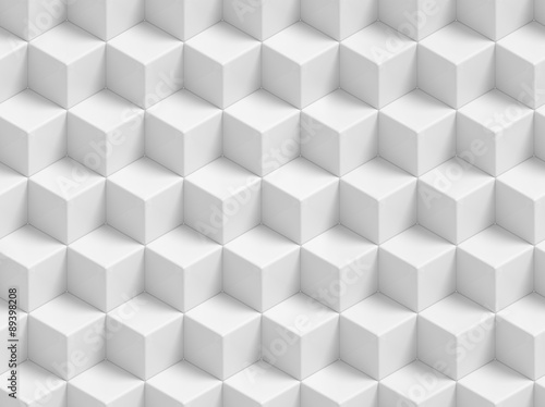 Abstract white 3D geometric cubes background - seamless pattern
