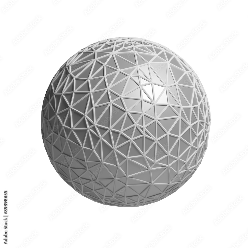 triangular 3D sphere on white isolated with clipping path triangular 3D sphere on white isolated with clipping path