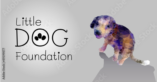 Polygon vector little dog foundation design template