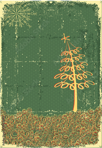 Vintage cowboy christmas card with holiday elements and decorati