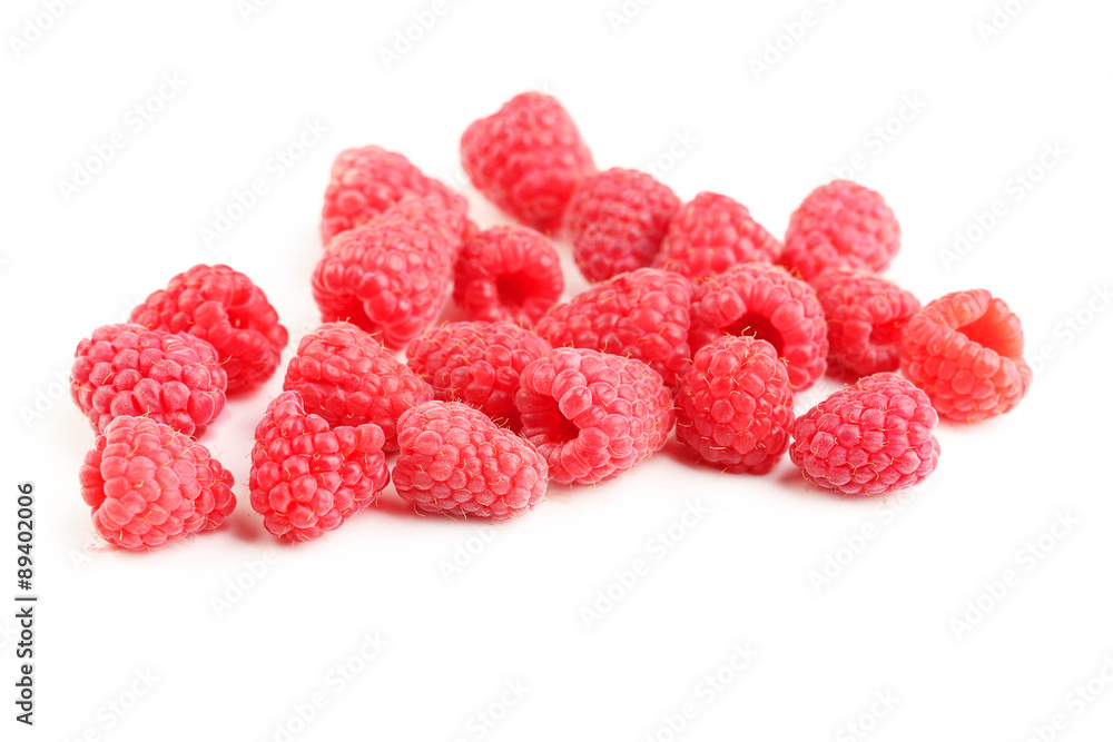 Red raspberry isolated on a white