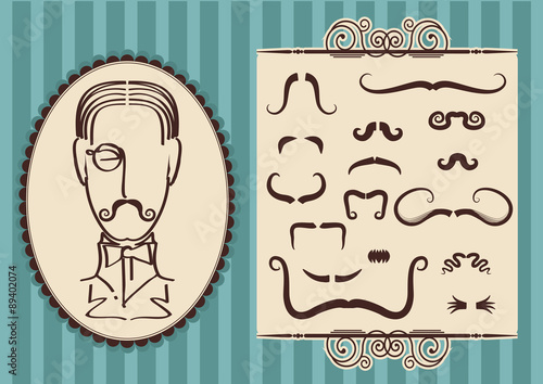 Man portrait and mustaches for design