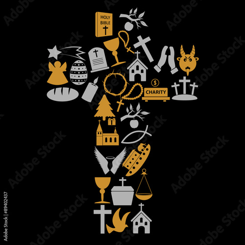 christianity religion symbols in big cross eps10