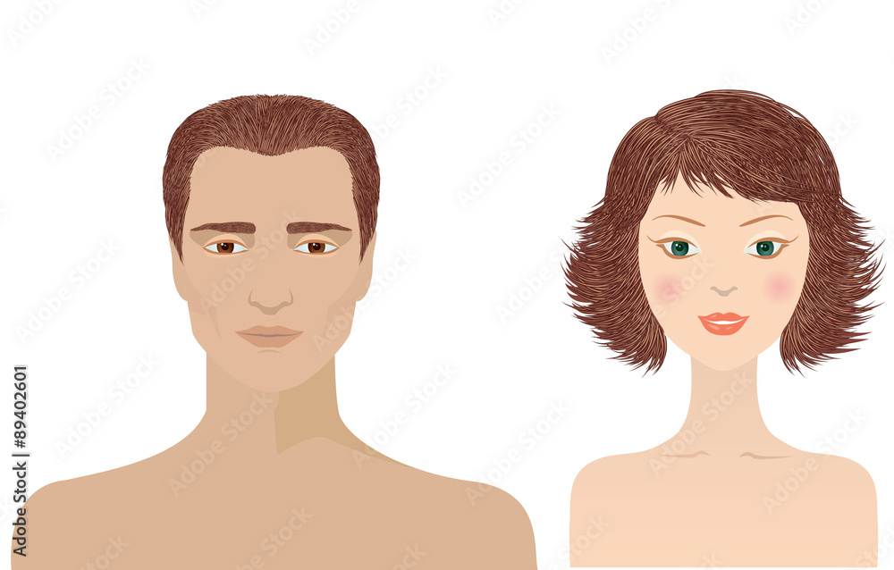 Man and woman portraits isolated for design Man and woman portraits isolated for design