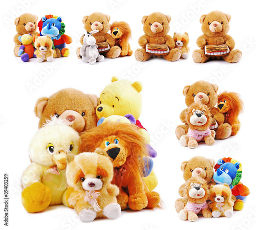 Stuffed animal toys  isolated on a white background