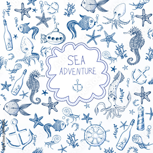Cute cartoon marine background