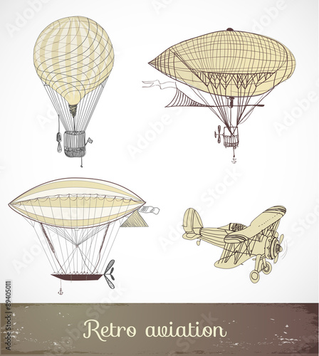 Retro aviation collection, Vector illustration.