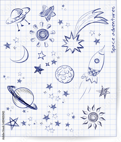 Set of space object sketches