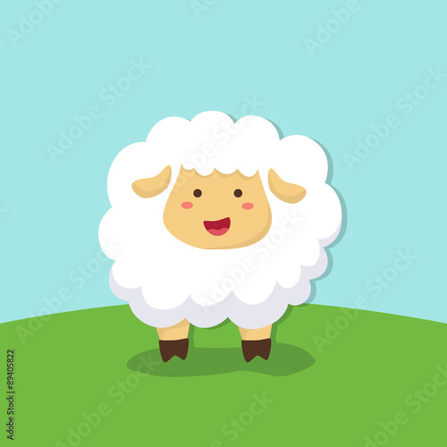 Cute Sheep Standing in Field Background