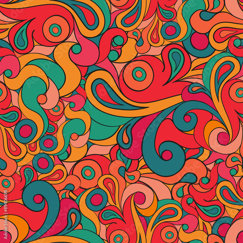 Seamless abstract curly background with circles. Seamless colourful pattern can be used for wallpaper, pattern fills, web page background, surface textures