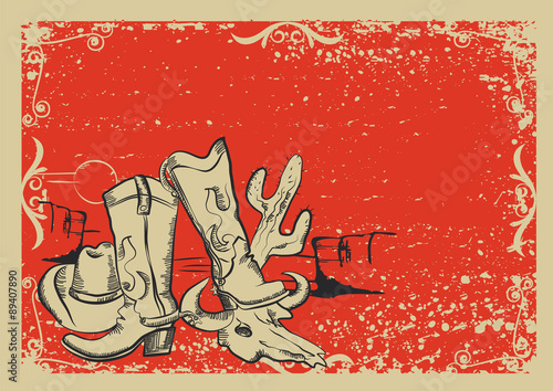 Cowboy elements . wild western background for text
