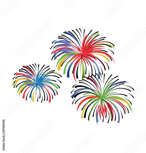 Firework Hand Drawn Colored Vector Icon
