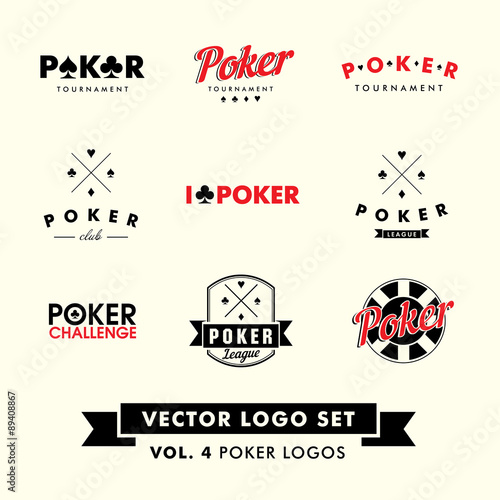 Retro Vintage Hipster Poker Vector Logo Set