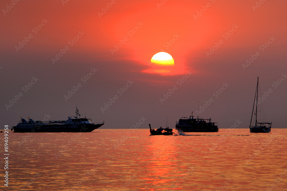 Beautiful sunset at Andaman sea, Thailand