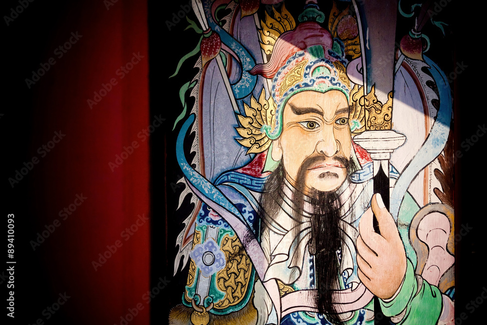 Chinese painting gods on the door.