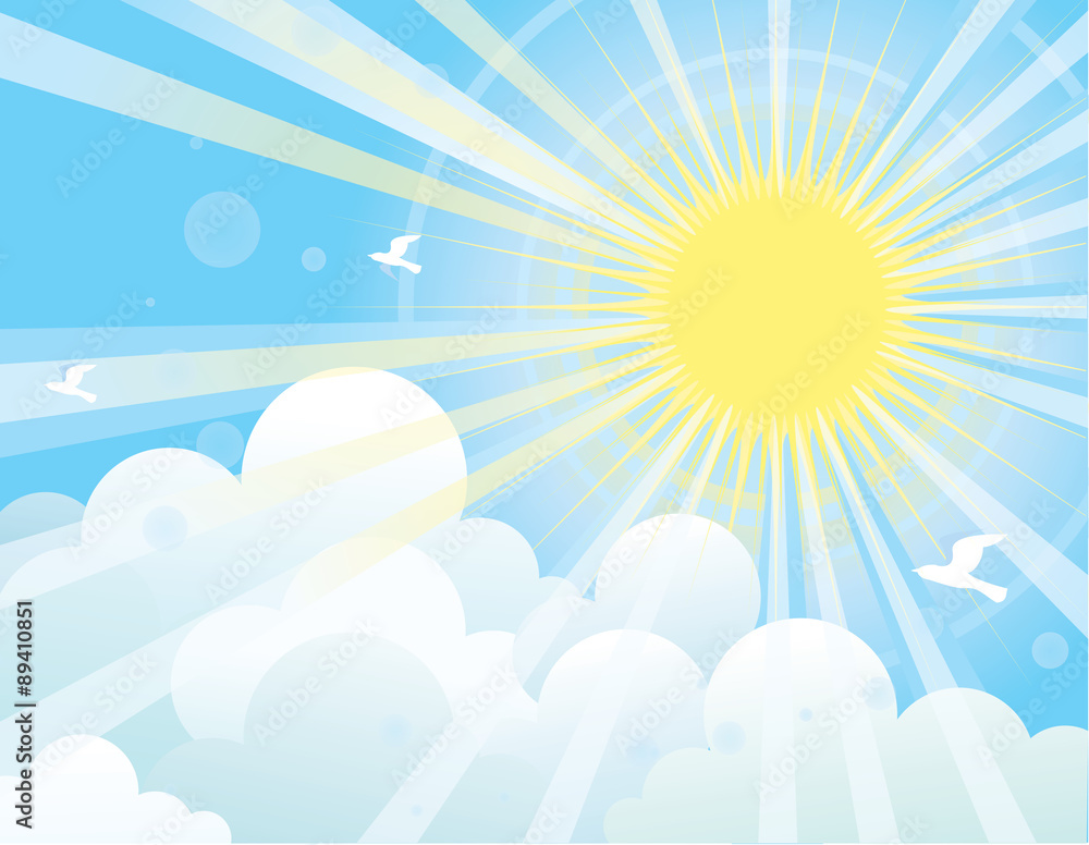 Sun rays and blue sky.NAture Sun rays and blue sky.NAture