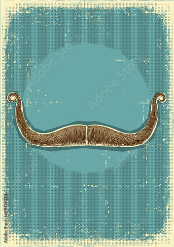 mustaches background.Retro image on old paper