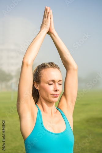 Peaceful fit blonde doing yoga