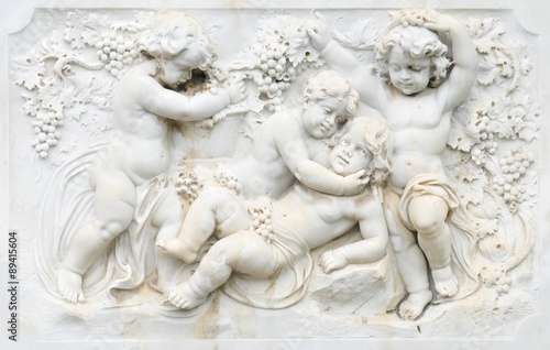 Black and white photography of basrelief with cherubs © Lucian Milasan