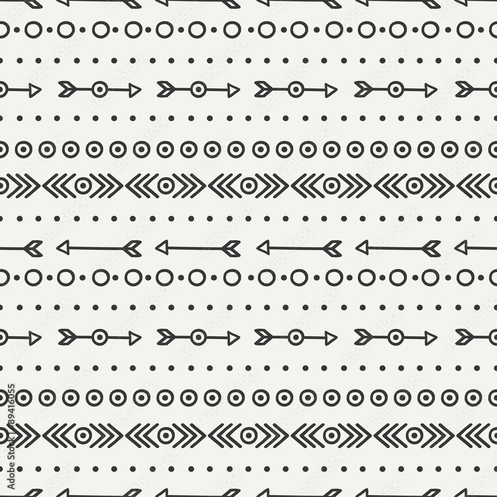Hand drawn geometric ethnic seamless pattern. Wrapping paper