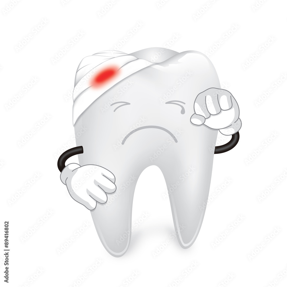 Pain tooth, toothache cartoon character, vector illustration Pain tooth, toothache cartoon character, vector illustration
