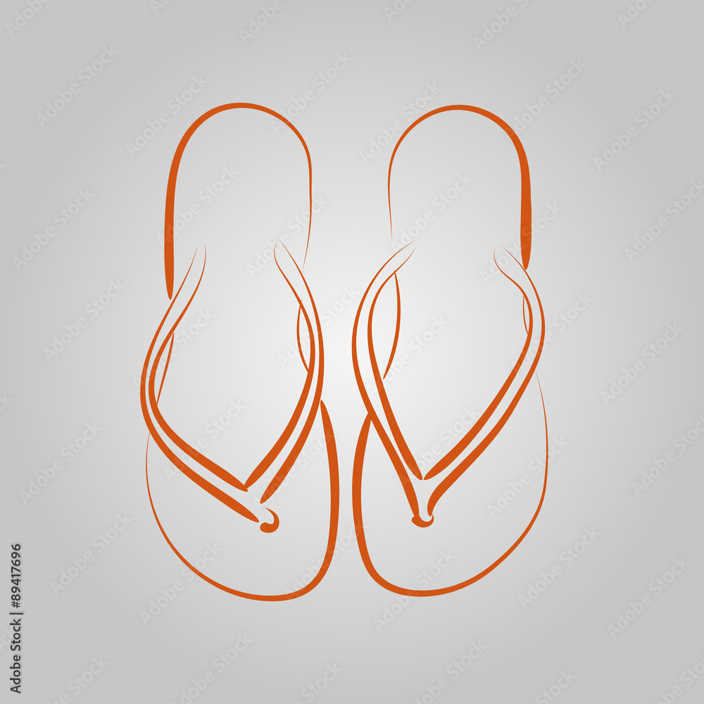 Vector icons with a simplified schematic image of beach sandals Vector icons with a simplified schematic image of beach sandals