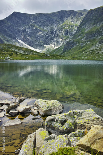 Reflection of Rila Mountain in The Trefoil lake, The Seven Rila Lakes, Bulgaria