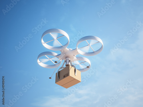 Drone delivering a package photo