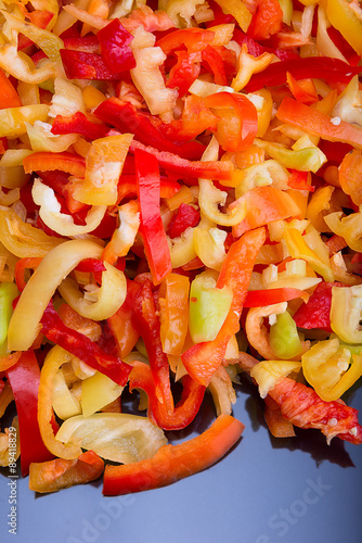 bell pepper slices on a polished table