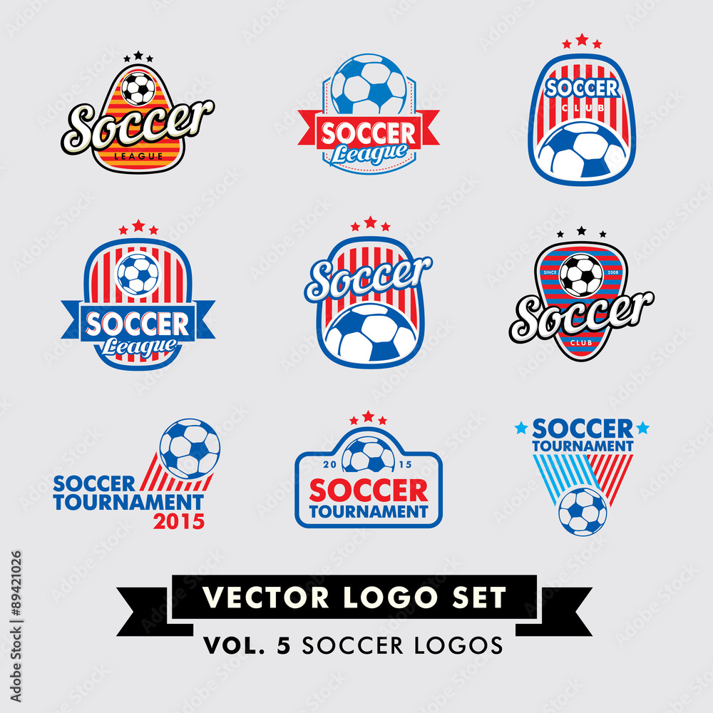 Soccer, Football Vector Logo Set Soccer, Football Vector Logo Set