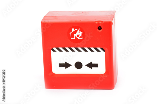 Red Fire alarm on white background